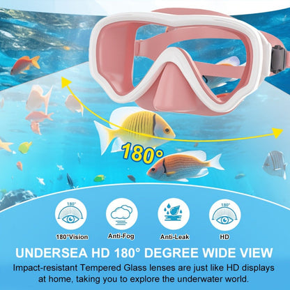 Panoramic HD Diving Mask Anti-Fog Tempered Glass Snorkel Mask with Nose Cover for Adults Youth Scuba Diving Snorkeling Swimming Pink Blue