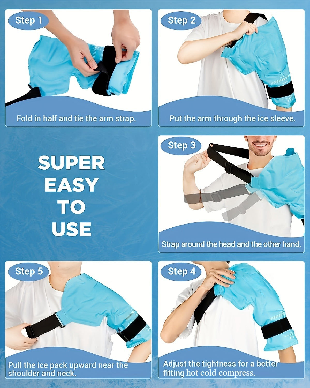 Shoulder Ice Pack Wrap Hot Cold Therapy Gel Pack Reusable Rotator Cuff Compress Adjustable Strap Hands-Free Pain Relief for Athletes Gym