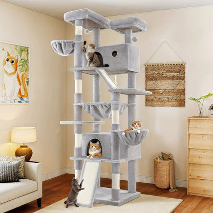 Multi-Level Cat Tree in 36-, 65-, 68- or 81-Inch Heights with Perches, Condo, Hammock and 30 Color, Pattern or Layout Options