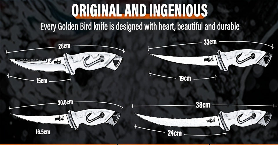 Fillet Knife Set 4-Piece – 5Cr15MoV Stainless Steel Fishing Fillet Knives (5", 6", 7", 9"), Non-Slip Rubber Handle, Serrated Bait Knife