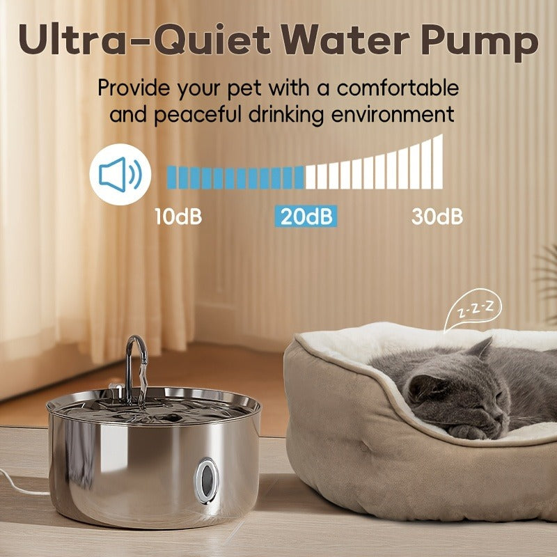 Large Stainless Steel Pet Water Fountain 236oz / 7L – Automatic Cat & Dog Water Dispenser, Multi-Stage Filtration