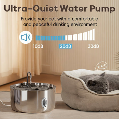 Large Stainless Steel Pet Water Fountain 236oz / 7L – Automatic Cat & Dog Water Dispenser, Multi-Stage Filtration