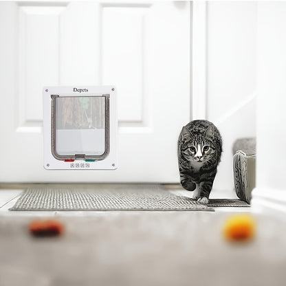 Cat Door & Dog Door with 4-Way Safety Lock – Weatherproof Flip Pet Door for Cats & Dogs, M/L/XL Sizes in White, Black & Coffee