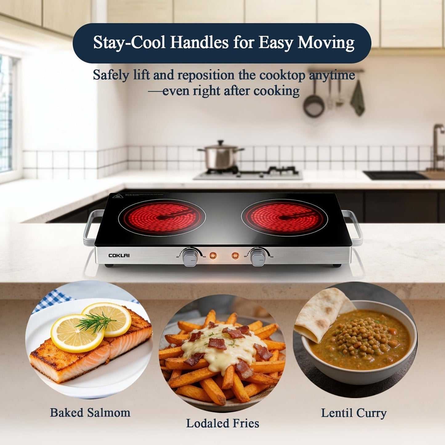Portable Electric Stove Stainless Steel Single Burner Hot Plate with Temperature Control for Home Cooking, Dining and Outdoor Meals