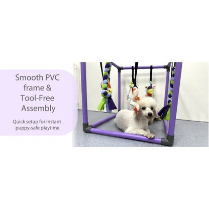 Puppy Gym Jungle Playground with Hammock – 8 Hanging Interactive Toys to Keep Puppies Busy & Stimulated