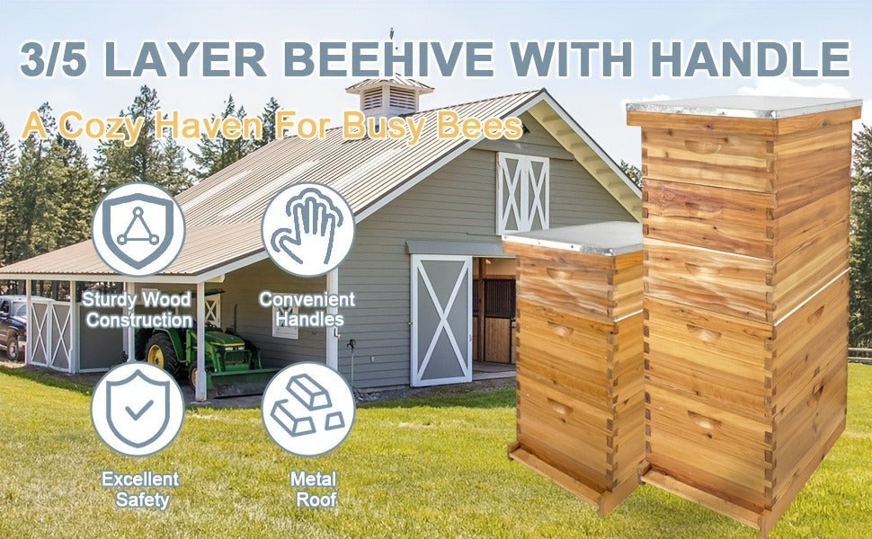 Langstroth Beehive Kit 3 Layer Beeswax Coated 2 Deep Boxes & 1 Medium Super — No Frames
