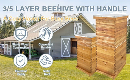 Langstroth Beehive Kit 3 Layer Beeswax Coated 2 Deep Boxes & 1 Medium Super — No Frames
