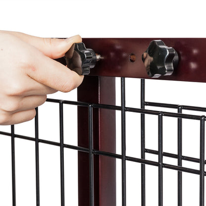 Freestanding Pet Gate for Dogs & Cats – Solid Wood Dog Gate for House, Adjustable 40" to 71" Wide, Indoor Dog Fence for Doorways Stairs