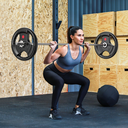 Tri-Grip Weight Plates with Three Hand Openings and 25, 35 or 45 lb Options for Barbell Training