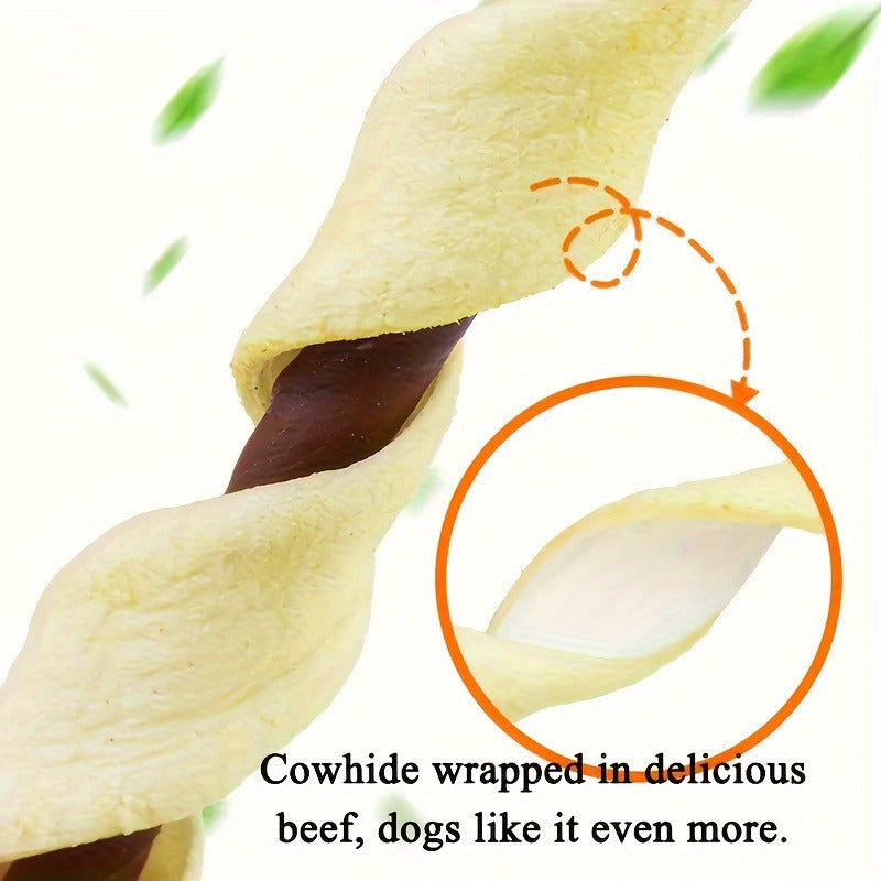 Dog Chew Treats Chicken & Duck Wrapped Cowhide Sticks – High Protein Beef Skin Stuffed Snacks, Long-Lasting, Easy to Digest