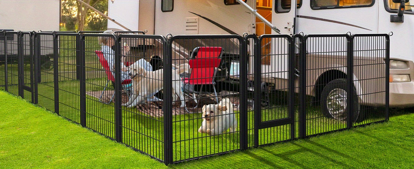 Dog Playpen Heavy Duty Foldable – 8 & 16 Panel Pet Exercise Pen for Large Medium Small Dogs, Portable Indoor Outdoor Puppy Pen for Yard