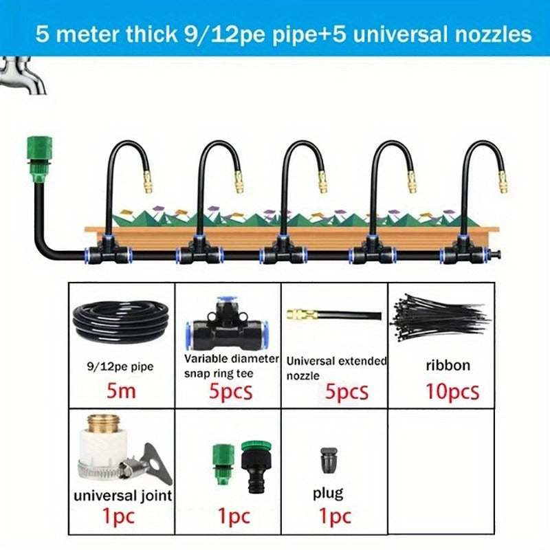Garden Sprinkler Kit Rotating Copper Nozzle Automatic Irrigation System for Lawn Balcony Misting