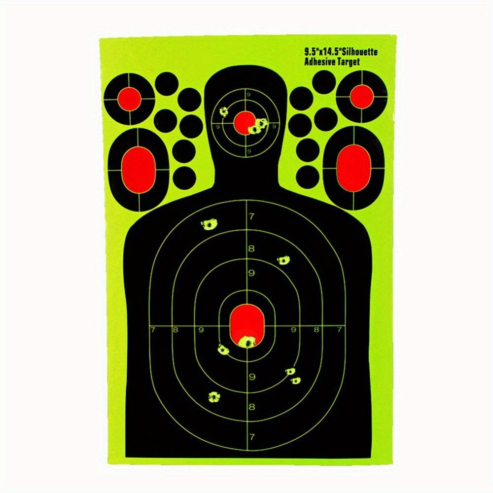 Splatter Shooting Targets Human Silhouette 20 Pack – Reactive Glow Fluorescent Paper Range Targets for Pistol