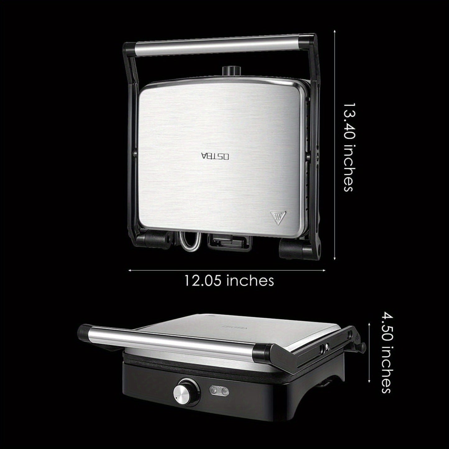 Panini Press Grill Indoor Sandwich Maker 4 Slice, Non-Stick 1200W Electric Grill with Temperature Control