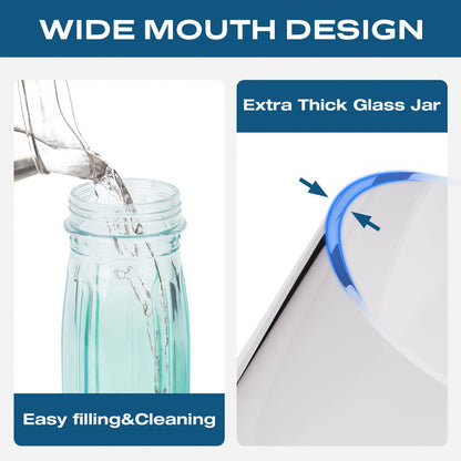 Bird Waterer Outdoor Hanging Glass Wild Bird Water Dispenser with Metal Handle – Gravity Fed Garden Yard Patio Tree Bird Feeder