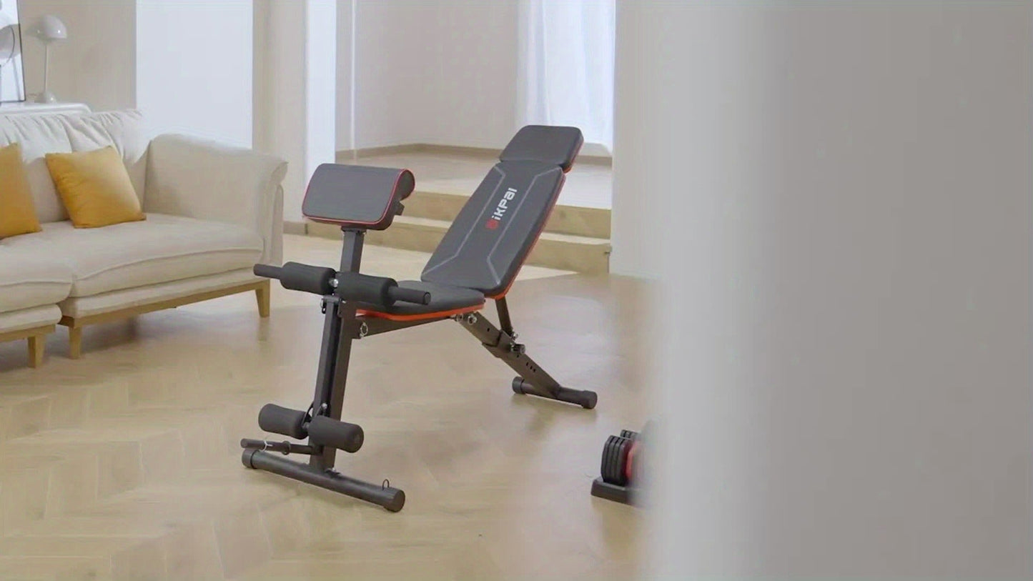 Adjustable Weight Bench 6-in-1 Foldable – Flat Incline Decline, Resistance Bands, Preacher Curl & Leg Developer, 770lb Capacity