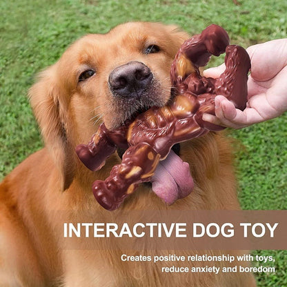 Textured Flexing Figure Dog Chew Toy in Brown, Approx. 6.77 Inches Tall for Medium or Large Dogs
