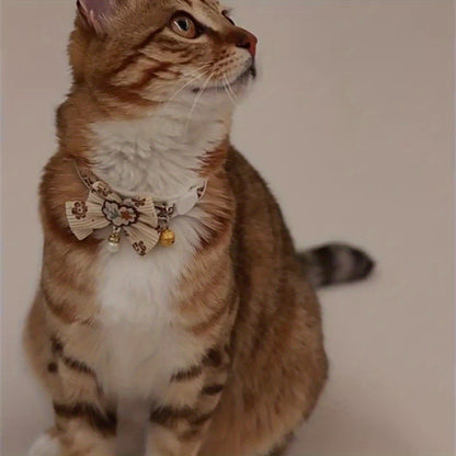 Cat Collar Set 6 Pack Decorative with Bow Lace Bells & Hanging Beads, Safety Breakaway Buckle Anti-Choke Cat Necklace Collar