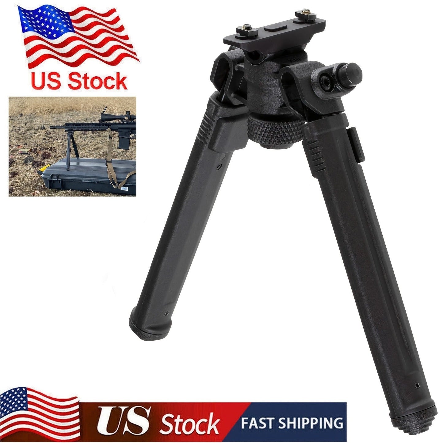 M-LOK Bipod Lightweight Aluminum Alloy Foldable Adjustable Rifle Bipod for Hunting Shooting AR15 M4 Tactical Rifle Non-Slip Rubber Feet