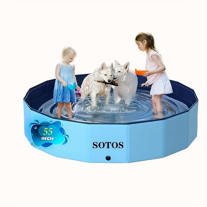 Foldable Dog Pool, Portable Hard Plastic Pet & Kids Swimming Pool, Anti-Slip Collapsible Bathtub for Indoor Outdoor Backyard Use