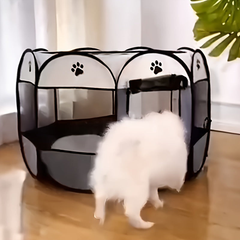 Foldable Octagonal Pet Tent & Playpen – Oxford Cloth Scratch-Resistant Dog Cage & Cat Kennel for Indoor & Outdoor Use