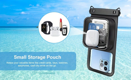 Waterproof Phone Pouch 2-Pack Double Layer Black & Cyan – PVC Dry Bag for Swimming, Rafting & Water Sports, Fits Up to 7.5"