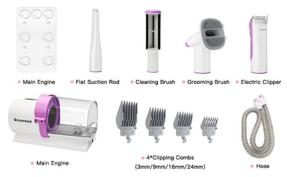 Dog Grooming Vacuum Kit 4-in-1 – Pet Hair Vacuum with Electric Clipper, Grooming Brush & Deshedding Tools, 2.5L Large Dust Cup