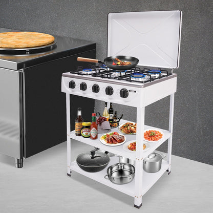 5-Burner Gas Stove CNCEST Portable Natural Gas Stove, 2.5kW Per Burner, Freestanding Outdoor Cooking Stove for RV