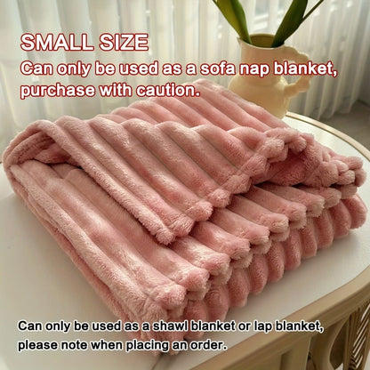 Fleece Blanket Double-Sided 3D Faux Rabbit Fur Throw – Ultra-Soft Thick 300-350g/m² for Home, Office, Travel & Camping