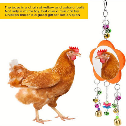 Chicken Coop Toys Set – Xylophone, Swing, Mirror, Step Ladder & Pecking Toys for Hens, Wood & Colorful Bead Enrichment Accessories