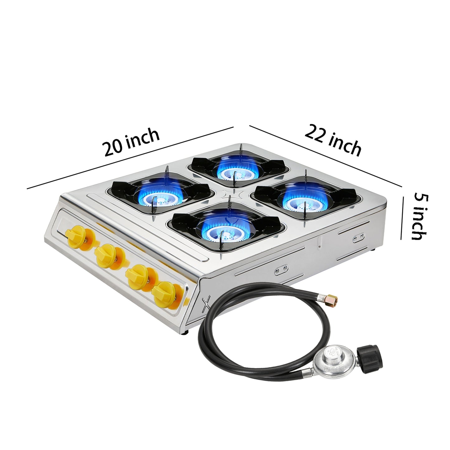 4 Burner Propane Stove 40000 BTU Auto Ignition Outdoor Gas Cooker for Camping Garden Fishing Hiking for Garden, Patio and Yard Use