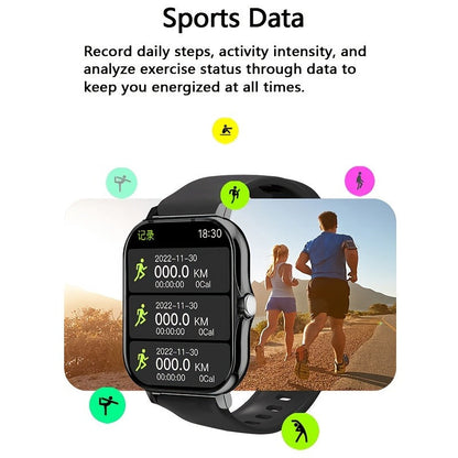 Smart Watch 1.83-Inch Touch Display with Bluetooth Calling, Music Control and Black Silicone Band