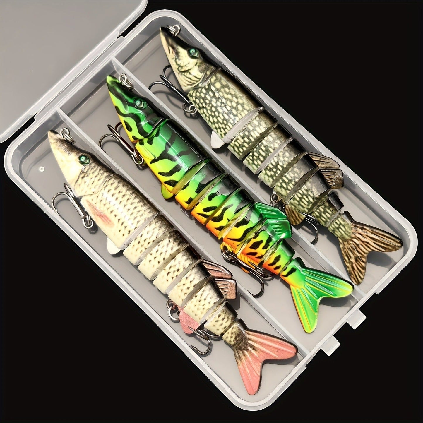 Multi-Jointed Swimbait Fishing Lures for Bass Trout Perch – Slow Sinking Lifelike 3D Eyes ABS Body, Pearl Powder Coating