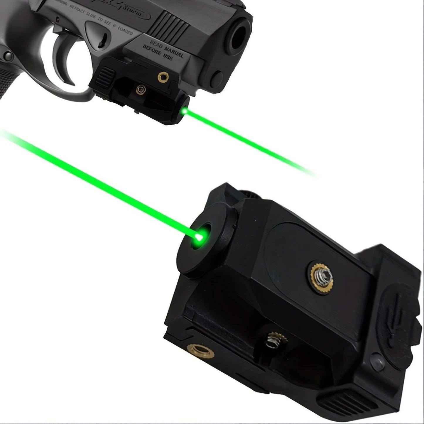 Compact Green Laser Sight Magnetic USB Charging Ambidextrous Low Profile 20mm Picatinny Rail for Handgun Pistol Airgun 150-300m Range PA66