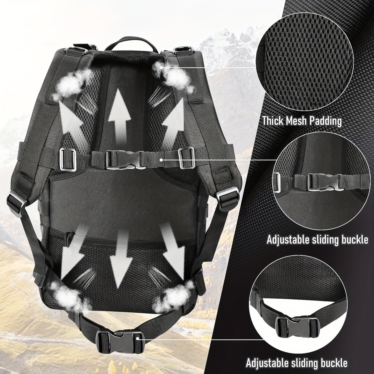 Tactical Military Backpack 50L – Large Capacity Molle Rucksack for Camping, Hiking, Hunting, Fishing & Travel