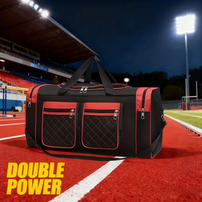 Gym Duffel Bag Large Capacity Travel Bag for Men Women Heavy Duty Polyester Multi Pocket Adjustable Shoulder Strap Zipper Closure