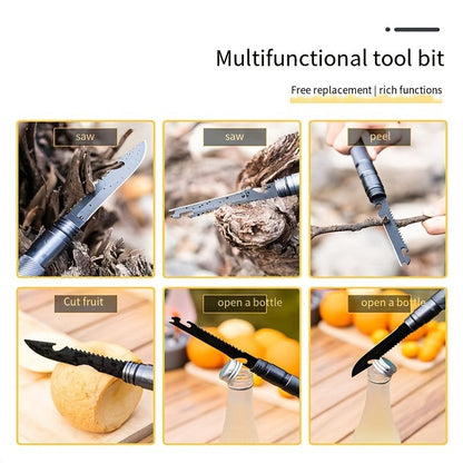 7-in-1 Tactical Hiking Staff – Adjustable Aluminum Alloy Mountaineering Stick with Compass, Fire Starter, Saw, Screwdriver & Pliers