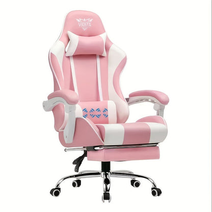 RGB Gaming Chair with LED Lights Footrest Ergonomic Gaming Chair with Massage Lumbar Support Reclining Video Game Chair for Adults Home