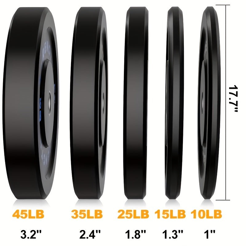 Black Olympic-Style Weight Plates with Colored Weight Markings in 10, 15, 25, 35 or 45 lb Options