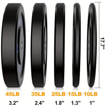 Black Olympic-Style Weight Plates with Colored Weight Markings in 10, 15, 25, 35 or 45 lb Options