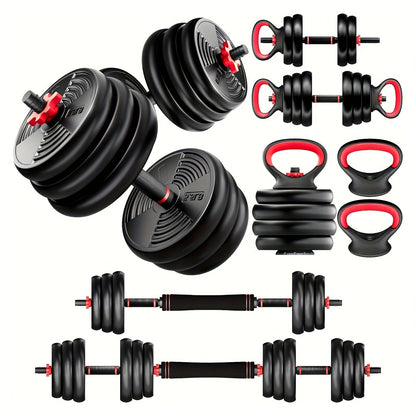 Free Weight Set 4-in-1 Adjustable Dumbbells 20–90LBS – Converts to Kettlebell, Barbell & Push-Up Stand, Double Nuts Non-Slip Bar for Home