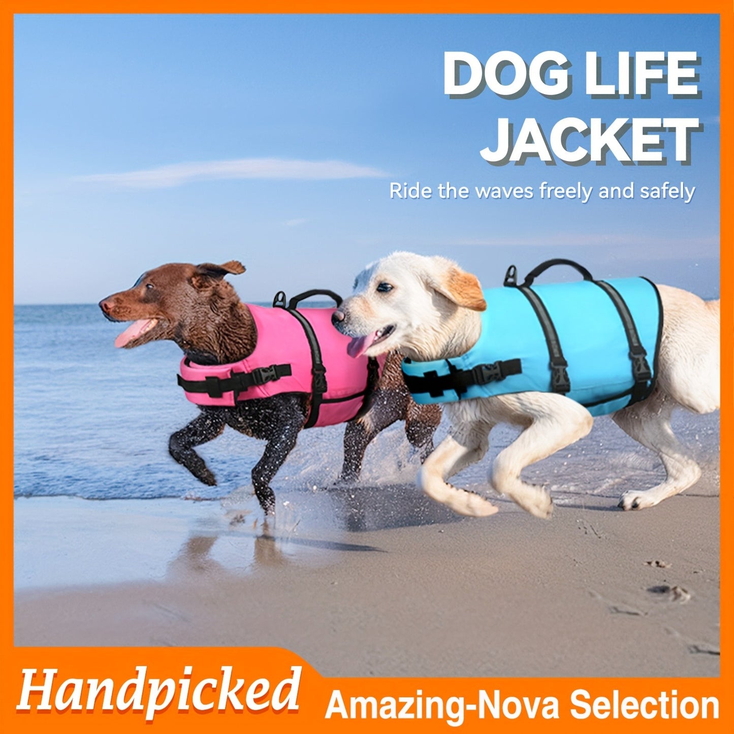Dog Life Jacket Ripstop Swim Vest with Handle – Buoyancy Flotation Dog Life Vest for Swimming, Boating & Water Safety, Sizes XS to XL
