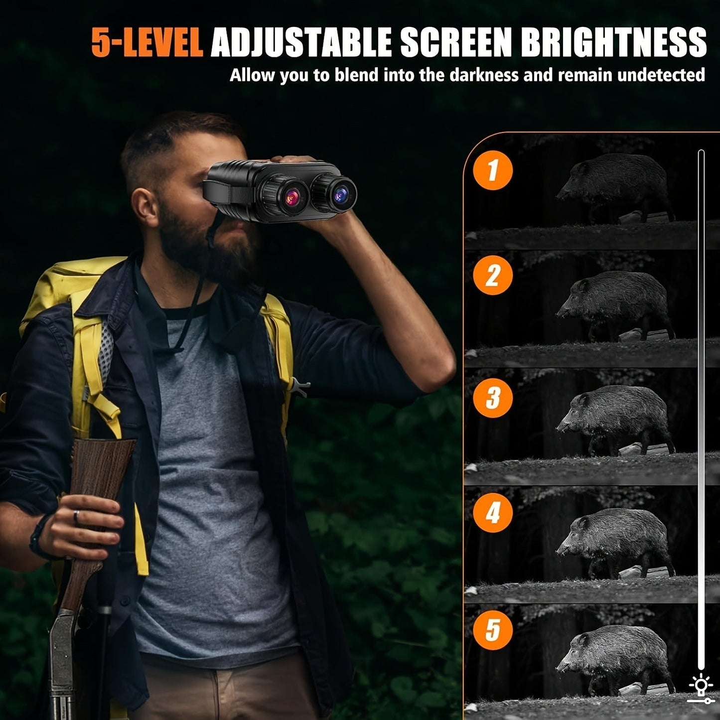Black Digital Night Vision Binoculars without Memory Card, 2.8-Inch Screen, 10X Digital Zoom and Seven IR Levels