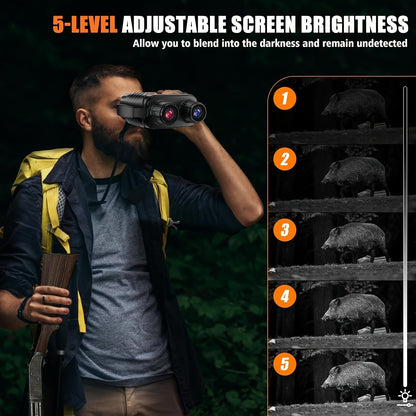 Black Digital Night Vision Binoculars without Memory Card, 2.8-Inch Screen, 10X Digital Zoom and Seven IR Levels