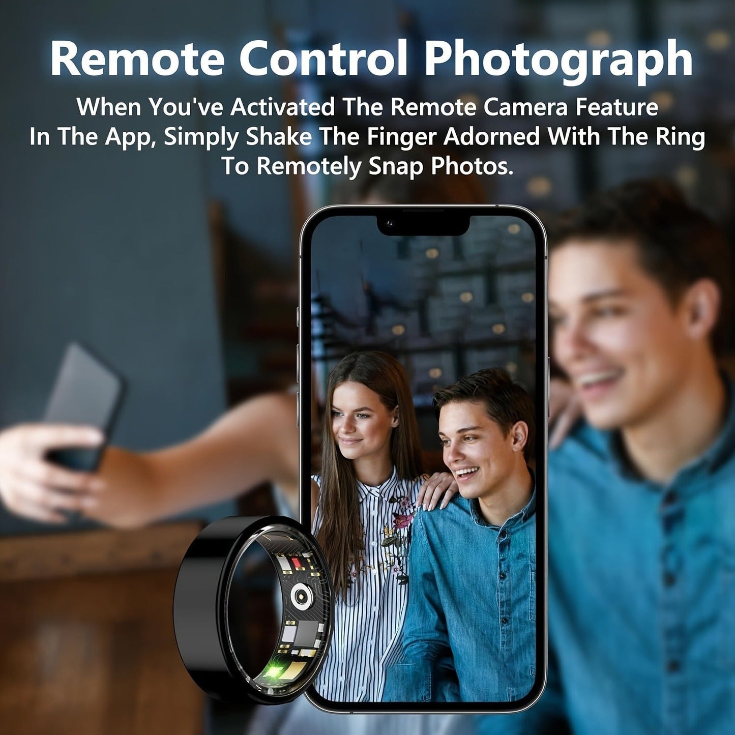 Smart Ring Activity Accessory in Black, Rose Gold or Silver with Seven Diameter-Based Size Options