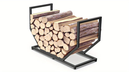 Firewood Rack Outdoor Indoor Heavy Duty Metal Log Holder with Adjustable Feet