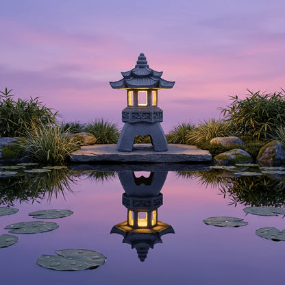 Solar Pyramid Light Sculpture, for Garden, Pathway and Patio Lighting, with the Listed Configuration