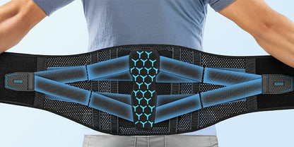 Lumbar Support Belt for Men & Women – Breathable Mesh Back Brace with 7 Stays & Integrated Lumbar Pad, Adjustable Lower Back Support