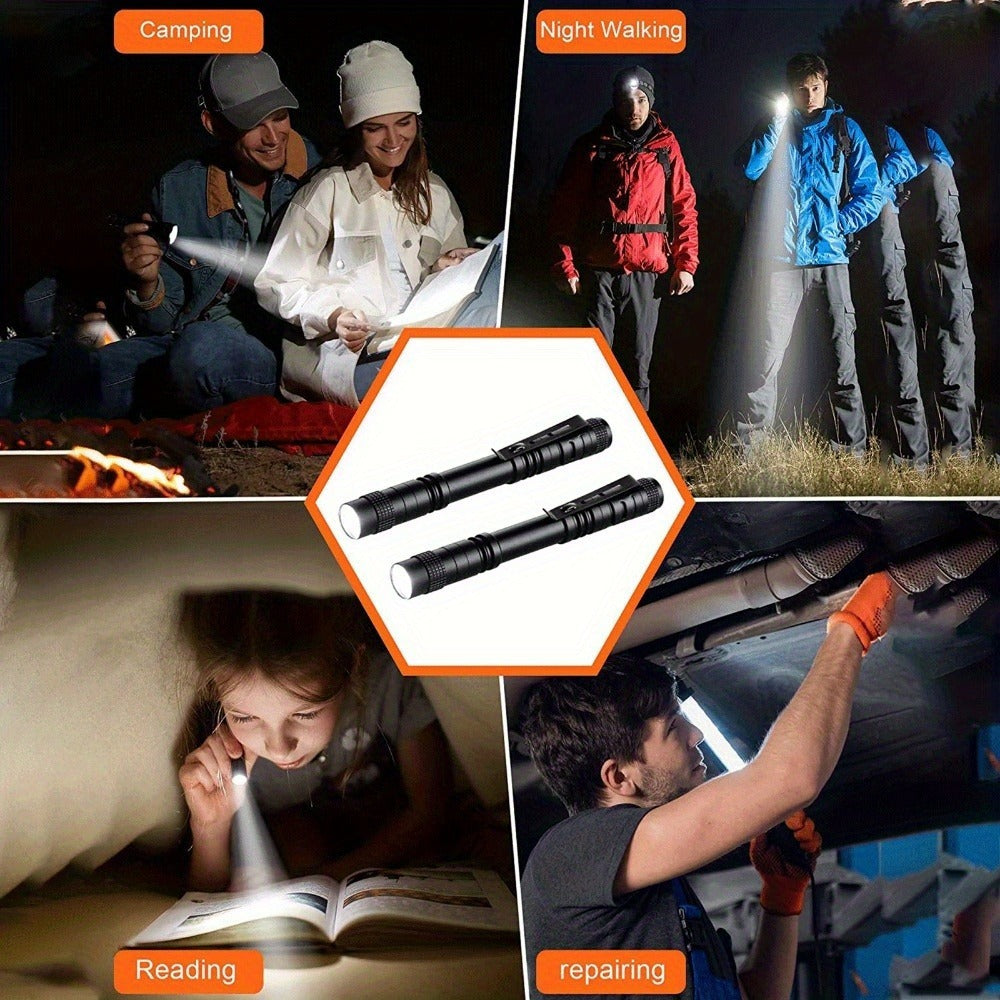 Pen Light Flashlights Bulk Pack with Clip – Mini Slim LED Pocket Torch for Camping, Outdoor, Home & Emergency Use