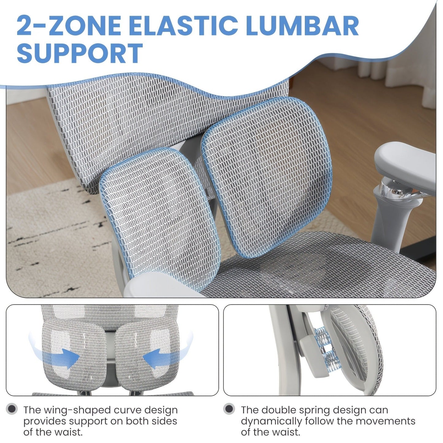 Office Chair High-Back with 6D Adjustable Armrests, Retractable Footrest, Lumbar Section and Swivel Base